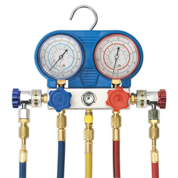 Sealey VSAC002 ⏐ Air Conditioning System Manifold with Sight Glass