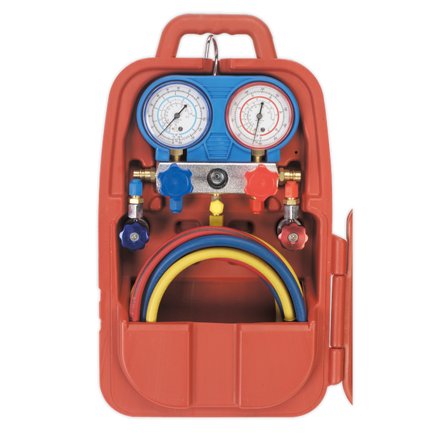 Sealey VSAC002 ⏐ Air Conditioning System Manifold with Sight Glass