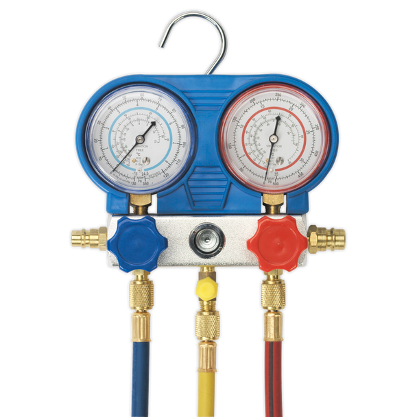 Sealey VSAC002 ⏐ Air Conditioning System Manifold with Sight Glass