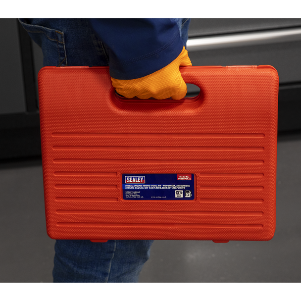 Sealey VSE5871A ⏐ Diesel Engine Timing Tool Kit for Dacia, Mitsubishi, Nissan, Suzuki, GM 1.5D/1.9D/2.2D/2.5D - Belt Drive