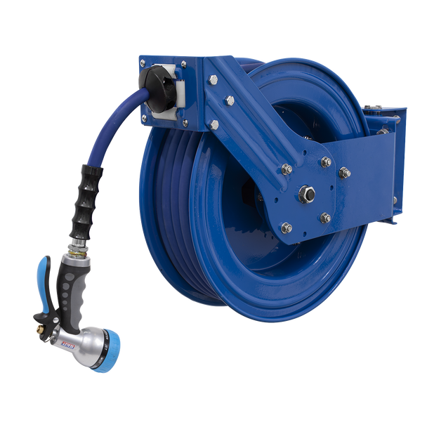 Sealey WHR1512 ⏐ Heavy-Duty Retractable Water Hose Reel 15m 13mm ID Rubber Hose