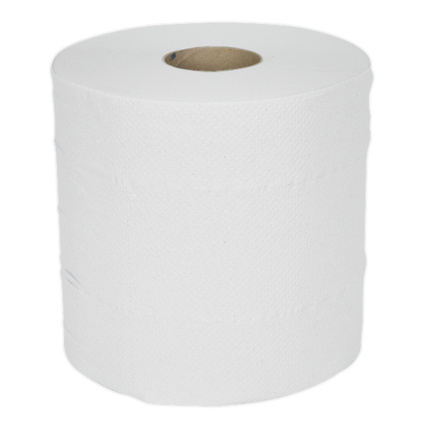 Sealey WHT150 ⏐ 2-Ply Embossed White Paper Roll 150m - Pack of 6