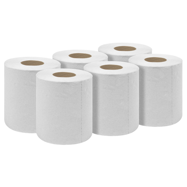 Sealey WHT60 ⏐ 2-Ply Embossed White Paper Roll 60m - Pack of 6