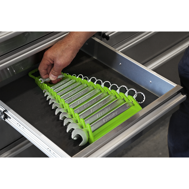 Sealey WR09HV ⏐ Premier Reverse Spanner Rack Capacity 15 Spanners - Hi-Vis Green