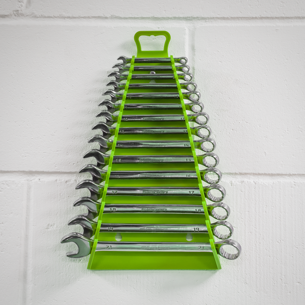 Sealey WR09HV ⏐ Premier Reverse Spanner Rack Capacity 15 Spanners - Hi-Vis Green