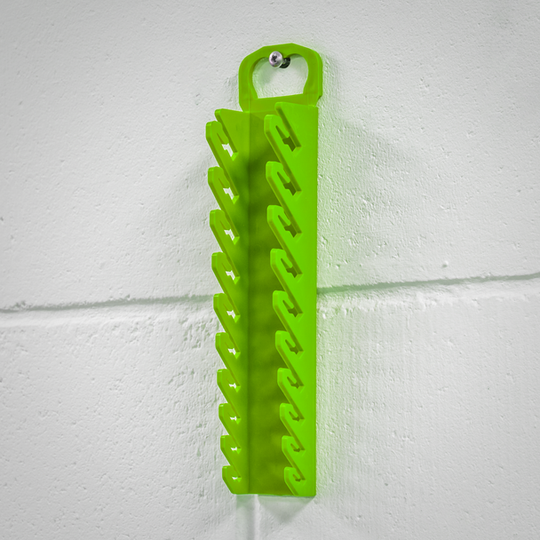 Sealey WR10HV ⏐ Premier Spanner Rack Capacity 10 Stubby Spanners - Hi-Vis Green