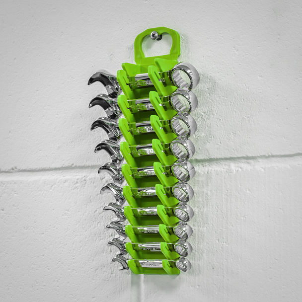 Sealey WR10HV ⏐ Premier Spanner Rack Capacity 10 Stubby Spanners - Hi-Vis Green