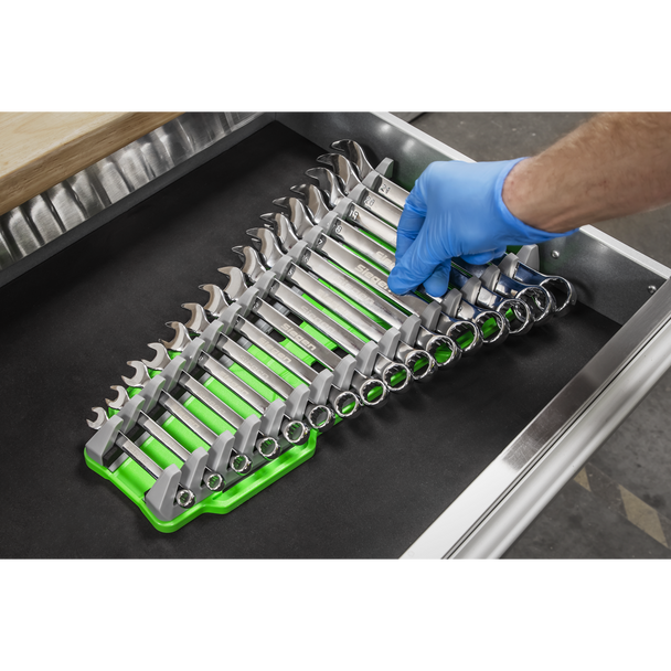 Sealey WR11HV ⏐ Premier Reversible Spanner Rack 16pc - Hi-Vis Green
