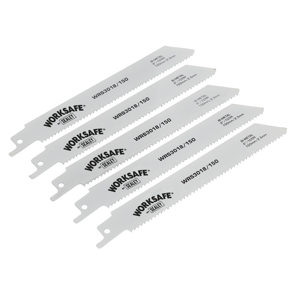 Sealey WRS3018/150 ⏐ Worksafe Reciprocating Saw Blade 150mm 10tpi - Pack of 5