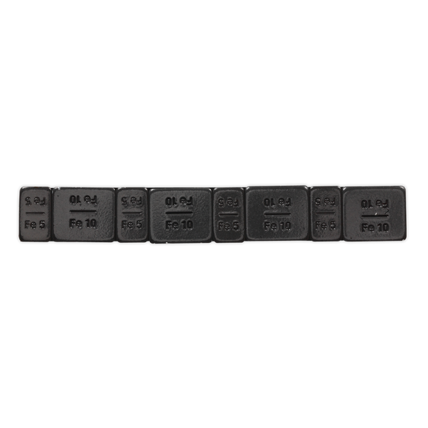 Sealey WWSA510B ⏐ Black Steel Adhesive Wheel Weight 5/10g Strip of 8 - Pack of 50
