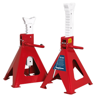 Sealey AAS10000 | Auto Rise Ratchet Axle Stands (Pair) 10 Tonne Capacity per Stand