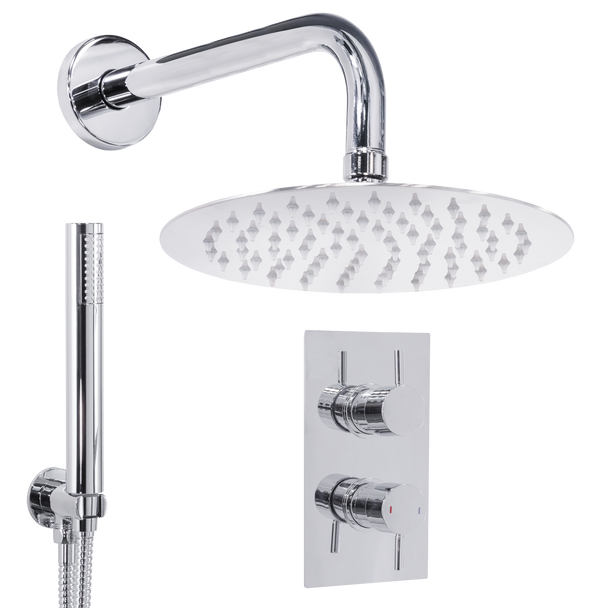 Sealey DH318 | Concealed Thermostatic Shower Set 20cm Round Head & Hand Shower - Chrome