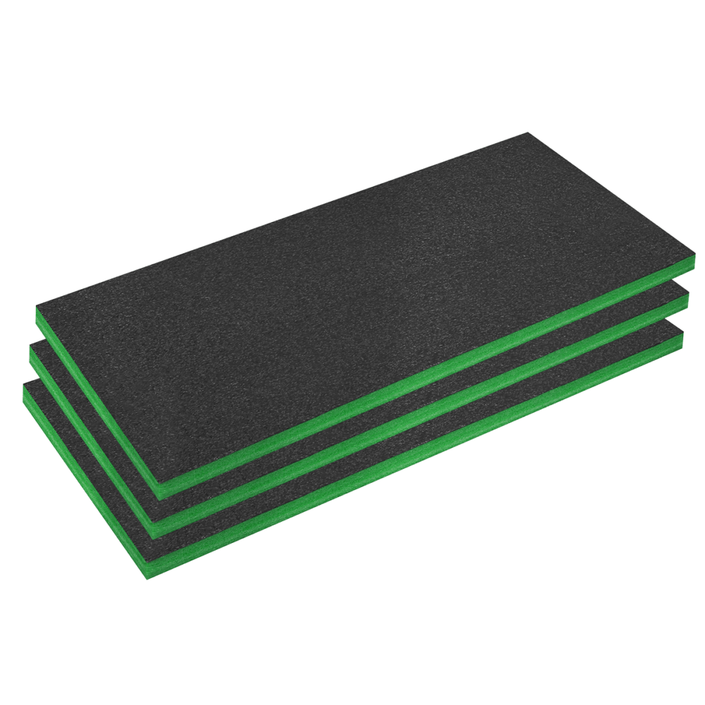 Sealey SFPK50G | Easy Peel Shadow Foam® 1200 x 550 x 50mm, Green/Black – Pack of 3
