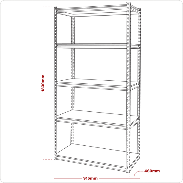 Sealey AP900R | Racking Unit with 5 Shelves 340kg Capacity Per Level