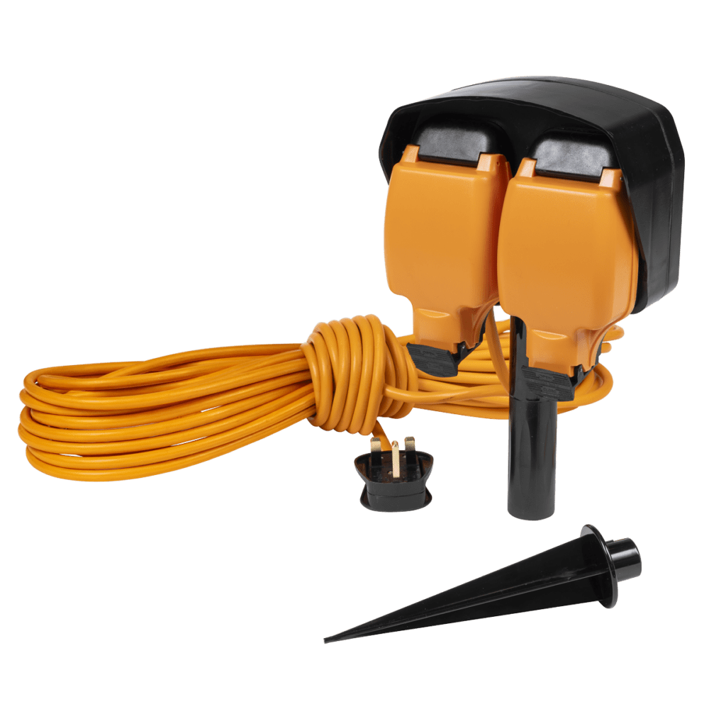 Sealey GCR15S | 15m Weatherproof Extension Lead & Ground Spike 2 x 230V