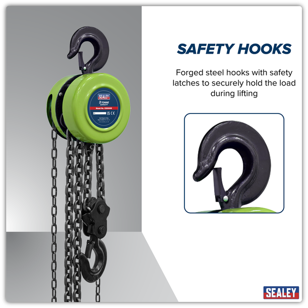 Sealey CB3000E │ 3m Chain Block 3 Tonne