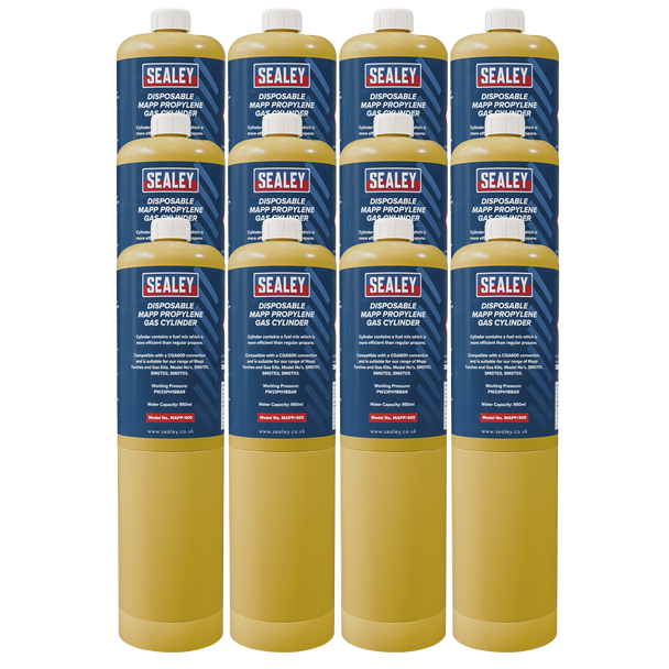 Sealey MAPP/40012 | Disposable MAPP Propylene Gas Cylinder - Case of 12