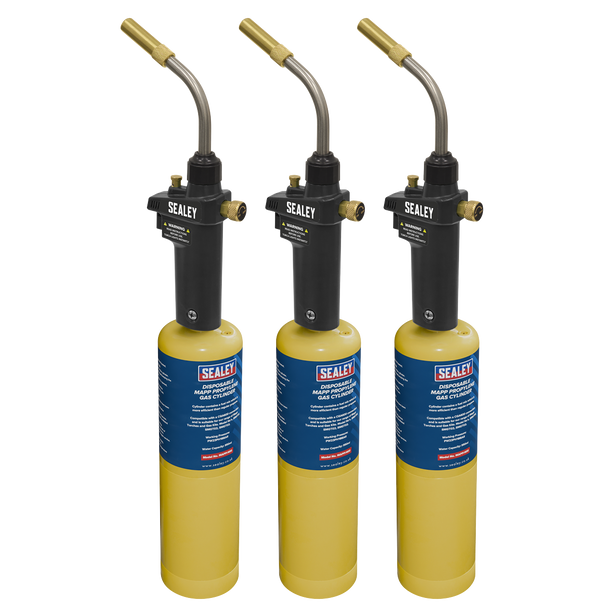Sealey SMGKIT03 | Brazing & Soldering MAPP Gas Torch & MAPP Cylinder - Pack of 3