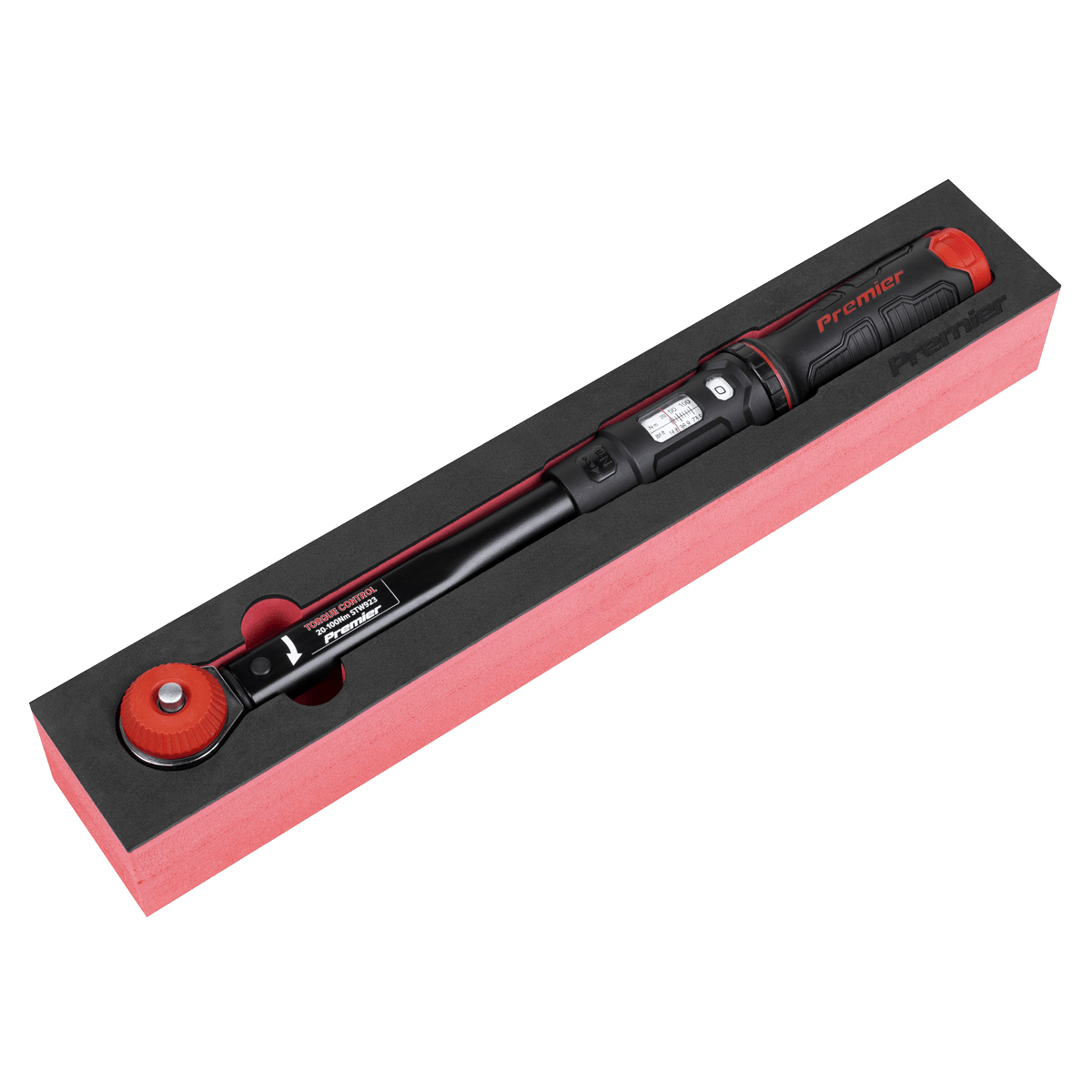 Sealey STW923 | Premier Black Calibrated Micrometer Torque Wrench with 3/8″Sq Push Through Drive 20 100Nm