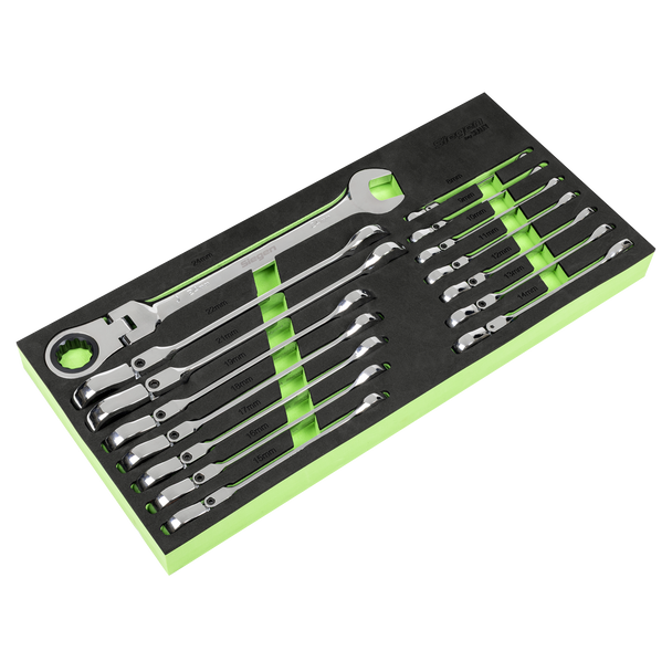 Sealey S01329 | Flexi-Head Combination Ratchet Spanner Set 15pc