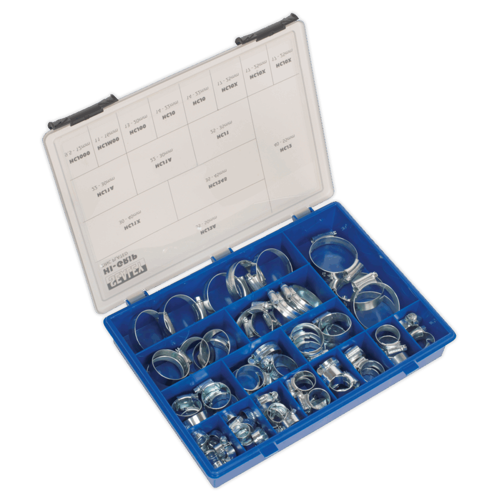 Sealey HCJ85AC ⏐ HI-GRIP® Zinc Plated Hose Clip Assortment 9.5-55mm 81pc